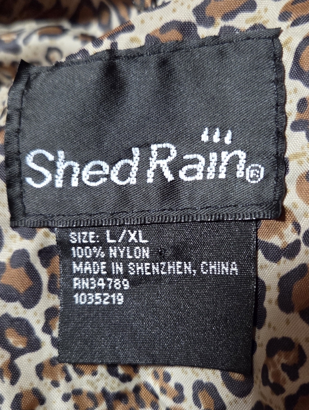 ShedRain Leopard Print Nylon Packable Hooded Rain Lightweight Jacket Size L/XL - Picture 4 of 4